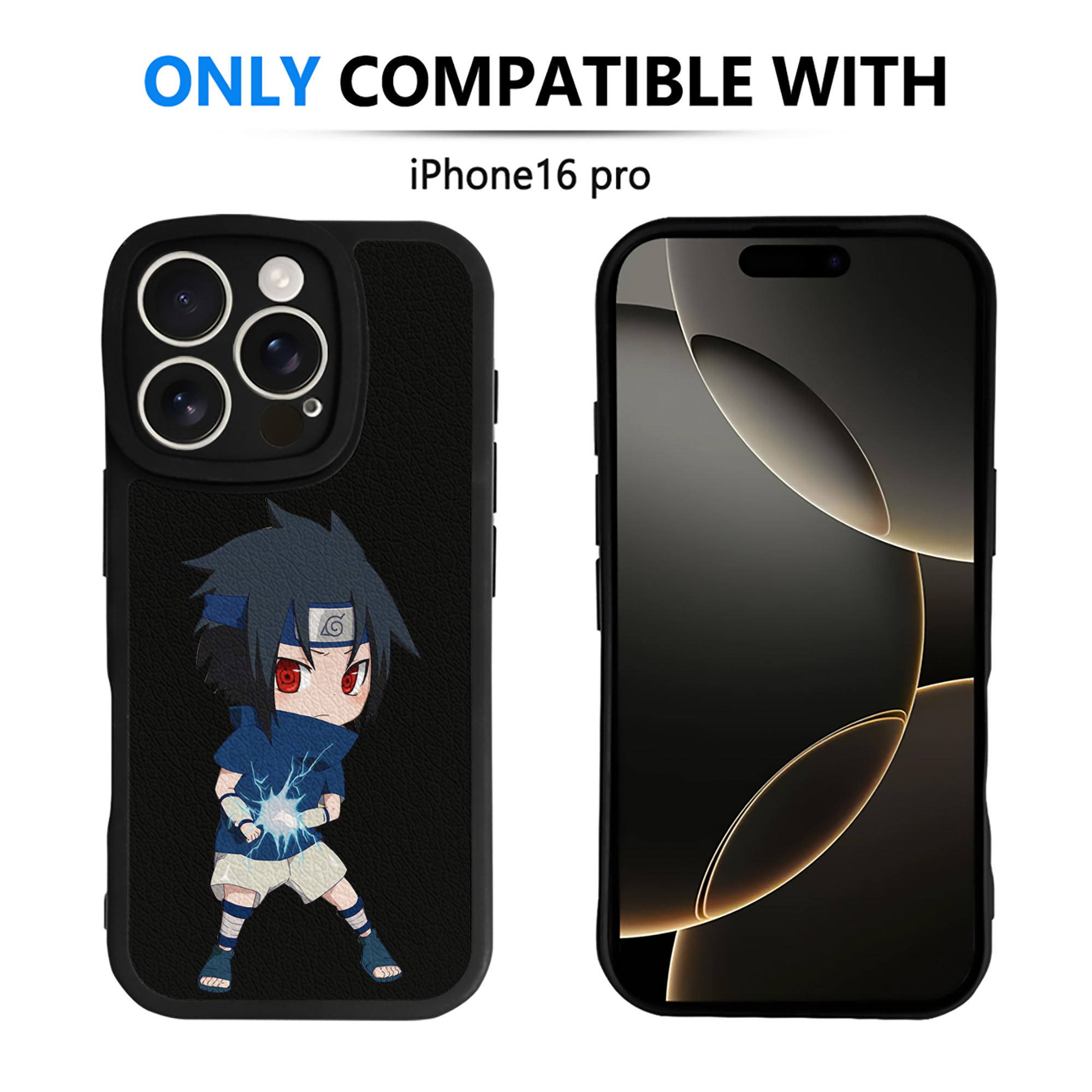（画像用） NARUTO -ナルト- うちは サスケ Uchiha Sasuke 【iPhone 16シリーズ対応】シリコンスマホケース（レザー調） 材質：シリコン